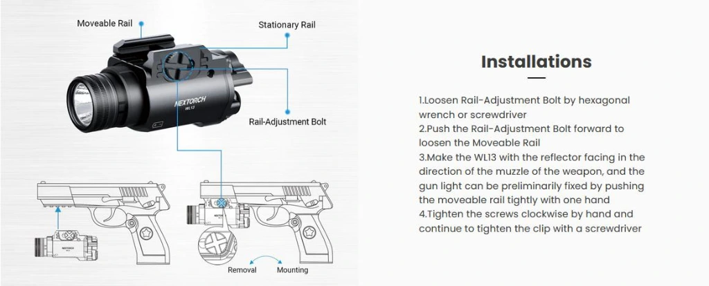 lampe-tactique-pour-arme-de-poing-Nextorch-WL13-1300-lumens-rail-picatinny-01-04.webp